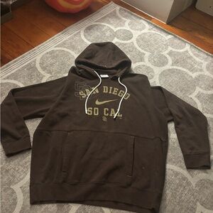 Nike Men's Dark Brown Hoodie with Gold Accents